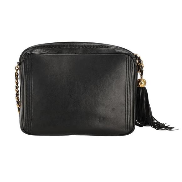 Chanel Shoulder Coco Bag Black Fringe Chain Mark - Picture 1 of 9